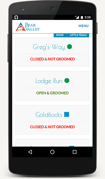 Phone screenshot of trails page while logged out