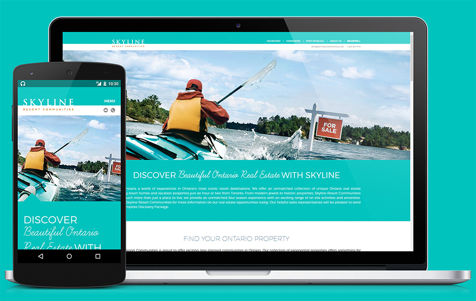 Laptop and phone screenshot of skylinecommunities.com